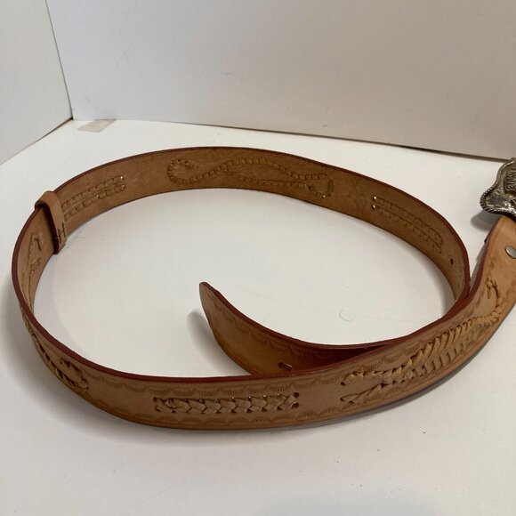 ADM Silversmith Col Texas Lone Star State Belt Buckle 40 Leather Belt Hand Made - Picture 14 of 16